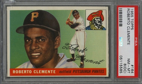 1955 Topps #164 Roberto Clemente Rookie Card - PSA NM-MT 8 (OC) 